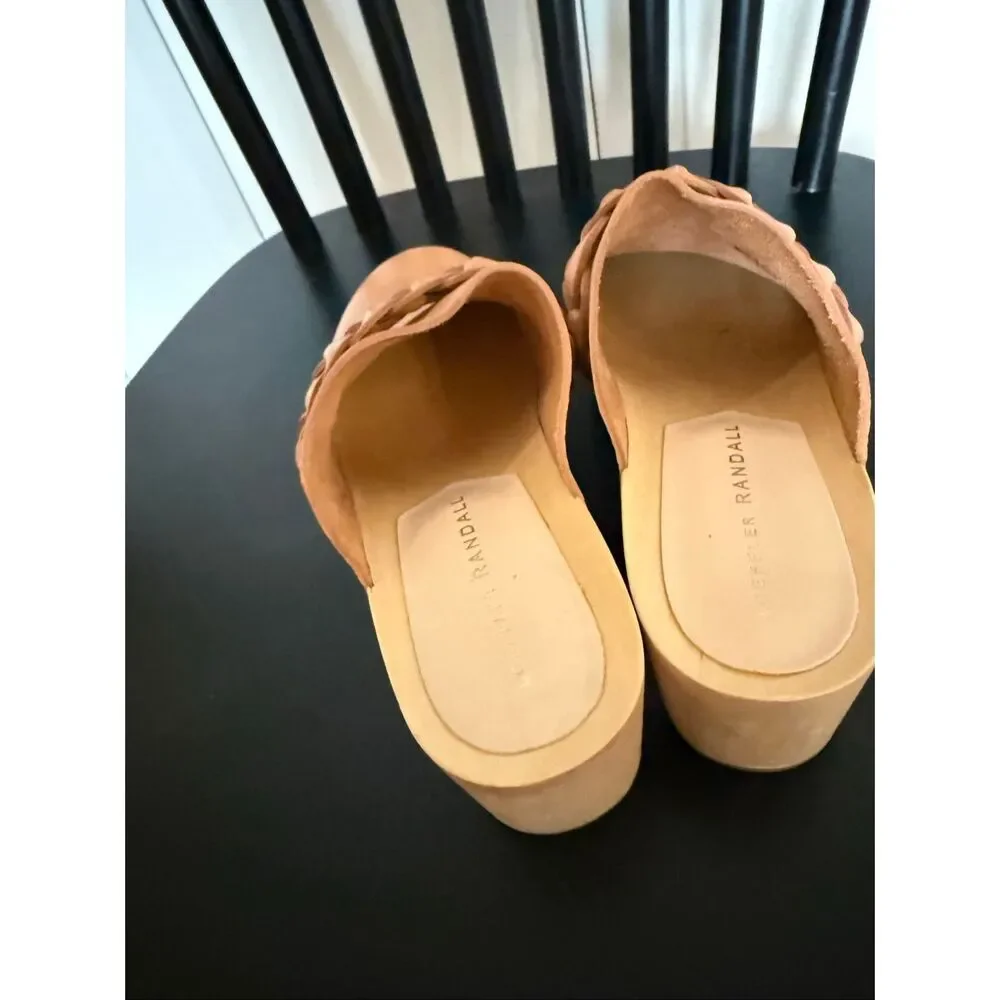 Loeffler Randall Lupa leather tan braided details clogs size 6 honey